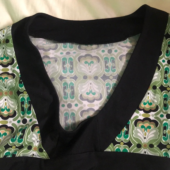 Green Print Deep Plunge Neckline with Bow Back - Picture 3 of 10